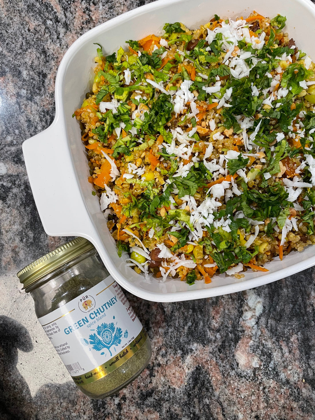 Green Chutney Spiced Quinoa Salad